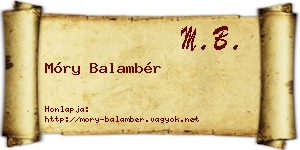 Móry Balambér névjegykártya
